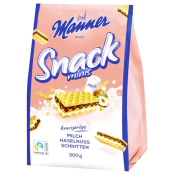 Вафлі Manner міні молочно горіховий крем 300г - купити, ціни на - фото 1