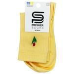 Шкарпетки Premier Socks жіночі класичні в рубчик з вишивкою квітка р.23-25 світло-жовтий