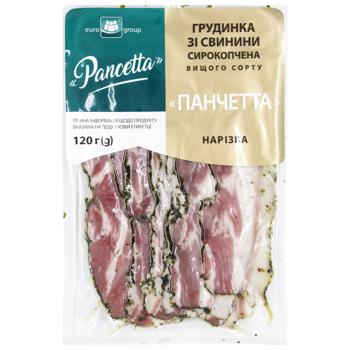 Грудинка Єврогруп Панчетта 120 г наріз. с/к в/ґ - купити, ціни на КОСМОС - фото 1