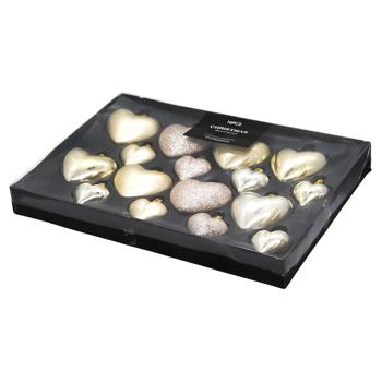 Набір ялинкових прикрас Серця золоті 16шт - купити, ціни на METRO - фото 3