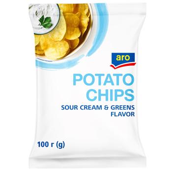 Чипсы Aro картофельные со вкусом сметаны со зеленью 100г