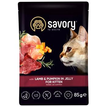 Savory Kitten упаковка вологого корму для кошенят 22 шт х 85 г - ягня та гарбуз - купити, ціни на MasterZoo - фото 2