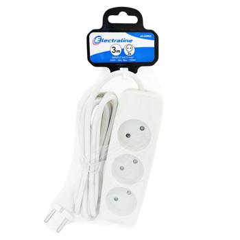 Удлинитель Electraline белый 3 гнезда 3м - купить, цены на КОСМОС - фото 1