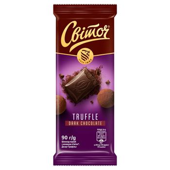 Шоколад черный СВІТОЧ® Дессерт вкус Трюфель с начинкой 90г
