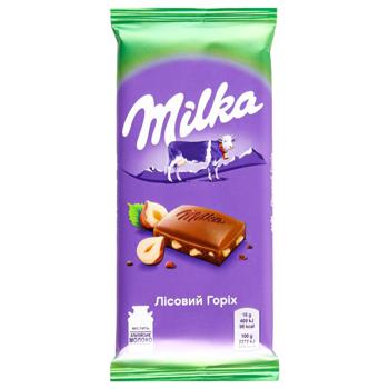 Шоколад молочний Milka з подрібненими лісовим горіхом 90г - купити, ціни на КОСМОС - фото 2