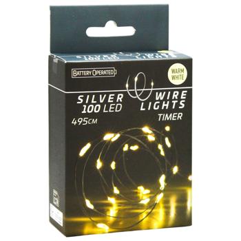 Гирлянда внутренняя на батарейках теплый белый цвет 100 LED лампочек 510см - купить, цены на КОСМОС - фото 2