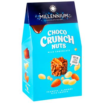 Цукерки Millennium Choco Crunch Nuts з арахісом мигдалем та рисовими кульками в молочному шоколаді 100г - купити, ціни на МегаМаркет - фото 2