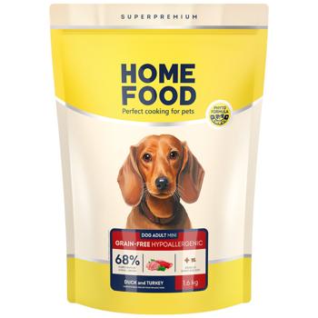 Home Food Dry Food with Duck and Chickpeas for Adult Dogs of Small Breeds 1.6kg