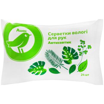 Салфетки влажные Auchan антисептические 24шт