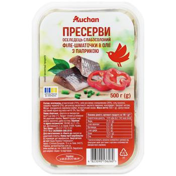 Auchan Herring Fillet Pieces with Paprika in Oil 500g - buy, prices for Auchan - photo 2