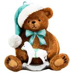 Подвеска декоративная Bona Di Мишка с лошадкой качелями 9,5х6,5х10.5см коричневый с тиффани