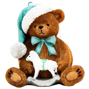 Подвеска декоративная Bona Di Мишка с лошадкой качелями 9,5х6,5х10.5см коричневый с тиффани