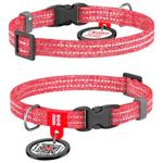 Waudog Re-Cotton Reflective Collar with QR Passport for Cats and Dogs 20-30cm/10mm Red