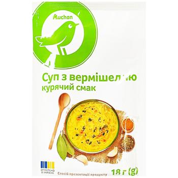 Суп Auchan з вермішеллю курячий смак 18г - купити, ціни на Auchan - фото 1