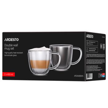 Ardesto Glass Cups Set with Handles 450ml 2pcs - buy, prices for Supermarket "Kharkiv" - photo 2