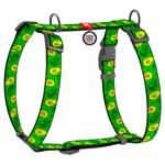 Waudog Nylon H-Shaped Harness for Dogs with QR Passport 30-40cm/15mm with Avocado Design