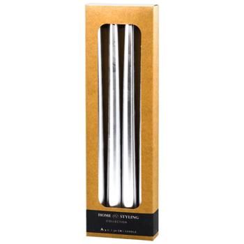 Набір столових свічок срібні 4шт 30см