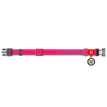 Waudog Nylon Mono Reflective Dog Collar with QR Passport 25-35cm/15mm Pink - buy, prices for MasterZoo - photo 2