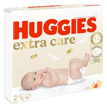 Подгузники Huggies Extra Care 2 3-6кг 82шт - купить, цены на МегаМаркет - фото 2