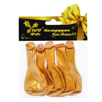 Party House Metallic Gold Balloons 5pcs - buy, prices for COSMOS - photo 1