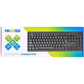 Клавіатура Maxxter KB-112-U, USB, чорного кольору - купить, цены на Auchan - фото 1