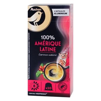 Кава Ашан Amerique Latine 100% в капсулах 10шт 52г - купити, ціни на Auchan - фото 1