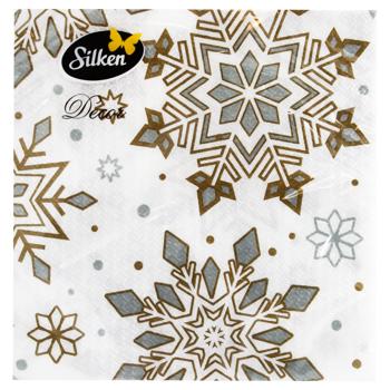 Серветки столові Silken Крижана сніжинка 2-шарові 33*33см 12шт - купити, ціни на ULTRAMARKET - фото 2