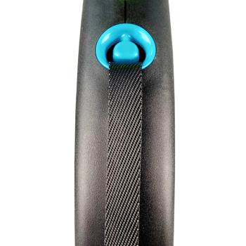 Повідець-рулетка Flexi Black Design зі стрічкою S до 15кг 5м чорний/блакитний - купити, ціни на MasterZoo - фото 2
