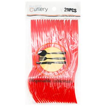 Plastic Forks Red 155mm 20pcs - buy, prices for Tavria V - photo 1