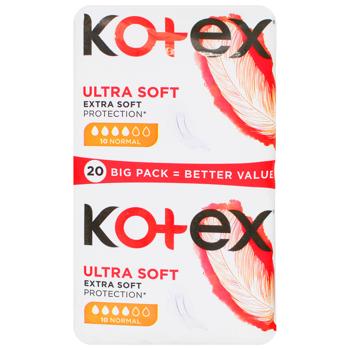 Прокладки гігієнічні Kotex Ultra Soft Normal 20шт - купити, ціни на КОСМОС - фото 1