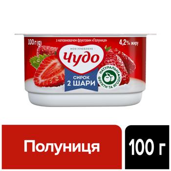 Chudo Strawberry Two-layer Curd Dessert 4.2% 100g - buy, prices for COSMOS - photo 3