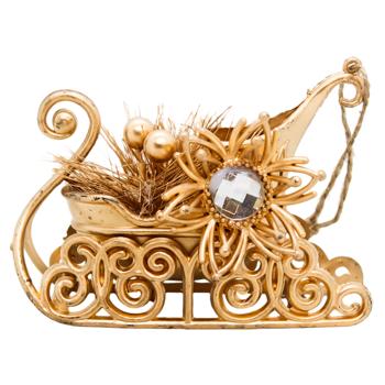 Gold Sleigh Decoration 11cm 2422-015 - buy, prices for - photo 1