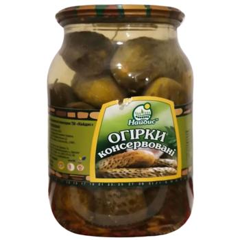 Огурцы Найдис консервированные с зеленью 1020г - купить, цены на Чудо Маркет - фото 1