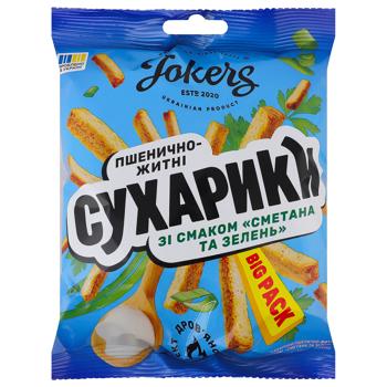 Сухарики JokerS пшенично-ржаные со вкусом сметана и зелень 100г - купить, цены на Чудо Маркет - фото 1
