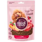 Ласощі для собак Delickcious Yummy Paws Snack з ягням, бататом та журавлиною 80г