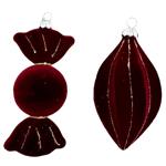 Velvet Burgundy Christmas Tree Decoration 8-9cm in assortment