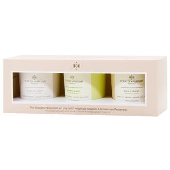 Plantes&Parfums Fleur de Coton 1pc + Bambou Blanc 1pc + Bois d'Orient 1pc Candles Gift Set - buy, prices for - photo 1