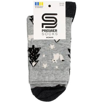Носки Premier Socks женские классические меланж с рисунками р.23-25 серый - купить, цены на ЕКО Маркет - фото 1