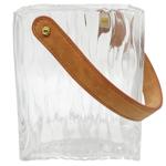 Ваза стеклянная корзина с ремешком прозрачная 13*18,5см 64591-1 И011