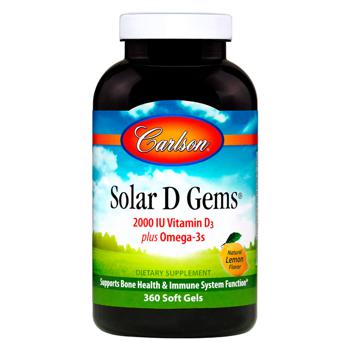 Carlson Labs Solar D Gems Lemon Flavored Fish Oil with Vitamin D3 2000 IU 360 softgels - buy, prices for Biotus - photo 1