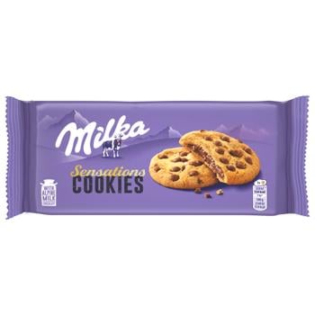 Печенье Milka Sensations с шоколадными каплями и шоколадной начинкой 156г