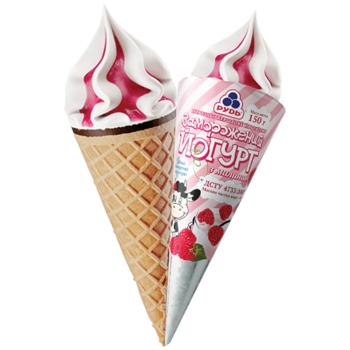Мороженое Рудь Замороженный йогурт с малиной в вафельном рожке 150г - купить, цены на КОСМОС - фото 1