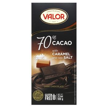 Шоколад черный Valor с тоффи и солью 70% 100г