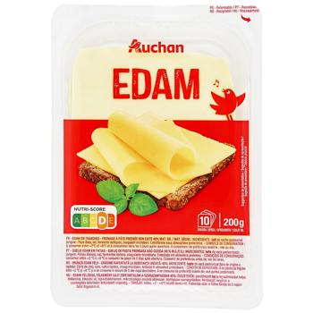 Сир Auchan Едам пластинки 200г - купити, ціни на Auchan - фото 1