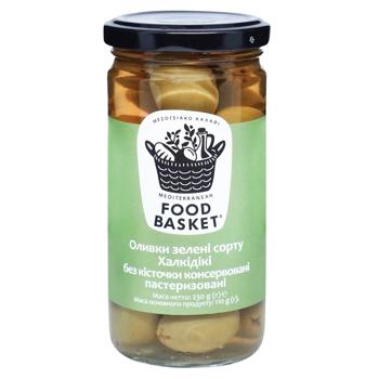 Food Basket Halkidiki Pitted Green Olives 260g - buy, prices for NOVUS - photo 1