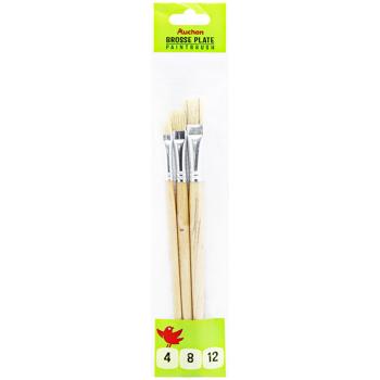 Auchan Set of Flat Paintbrushes 4-8-12mm 3pcs