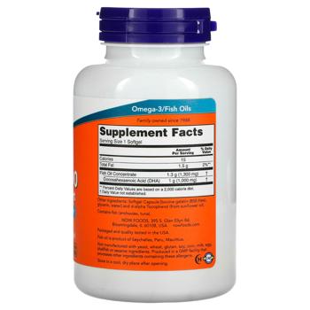 ДГК для улучшения работы мозга, DHA-1000 Brain Support, Now Foods, 1000 мг, 90 гелевых капсул - купити, ціни на Біотус - фото 3