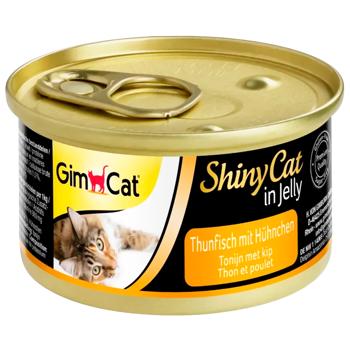 Корм вологий GimCat Shiny Cat з куркою та тунцем 70г