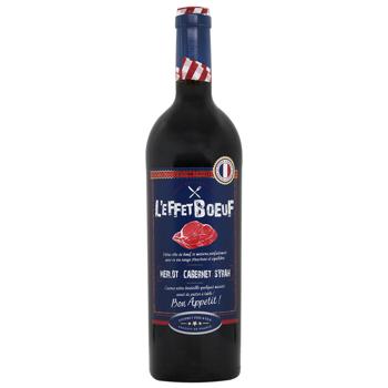 L'eFFet Boeuf Merlot-Cabernet-Syrah Semi-Dry Red Wine 14% 0.75l - buy, prices for Za Raz - photo 1