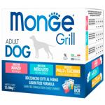 Набір вологого корму Monge Grill Mix Adult з яловичиною, тріскою, куркою та індичкою для собак 12х100г